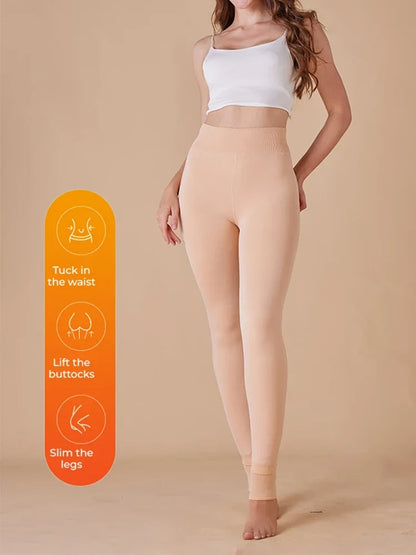 Women's Solid Color Fleece-Lined Thermal Tights