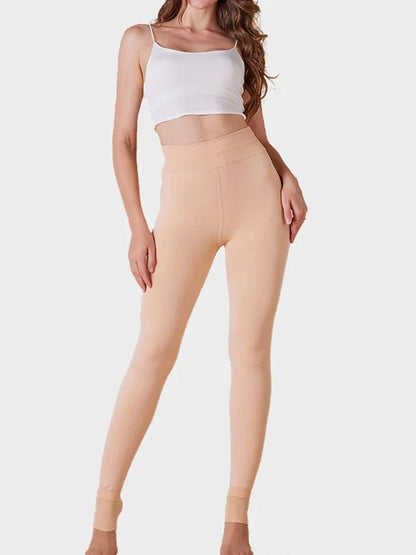 Women's Solid Color Fleece-Lined Thermal Tights