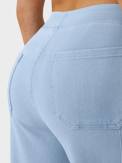 Mid Rise Pockets Straight Leg Casual Cargo Jeans