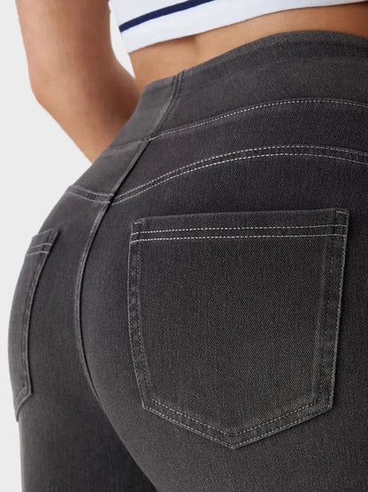 High Waisted Pockets Baggy Wide Leg Washed Casual Jeans