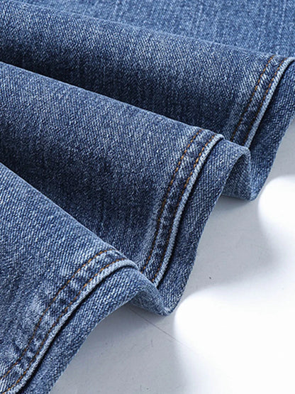 Fashion Front Seam High-Waisted Stretch Straight Leg Jeans