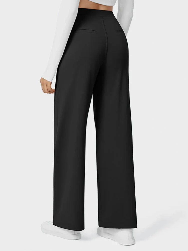 High Waisted Pocket Straight Leg Work Pants