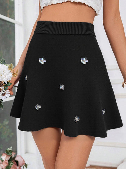 Short Skirt Women's Fall Winter Knitted Skirt Elastic Waist Skirts