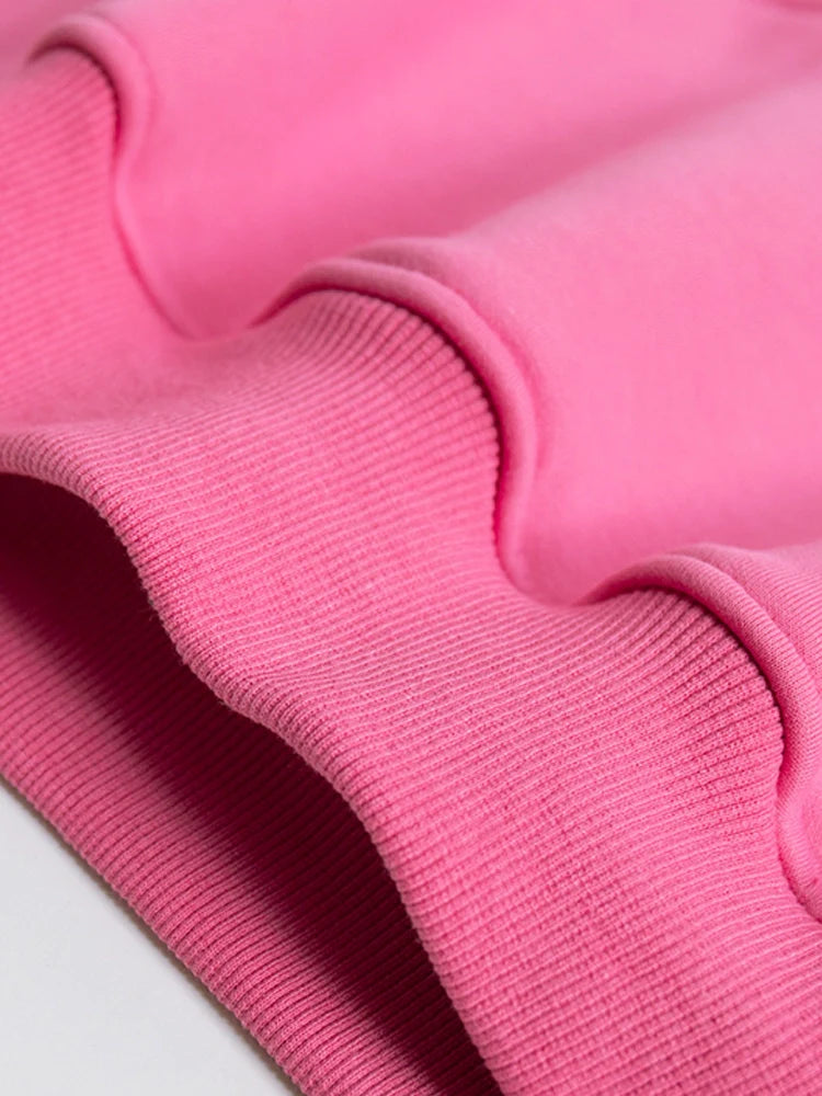 Women Cotton Oversized Sweatshirts Autumn Thick Warm Fleece Loose Solid Pullover Hoodies