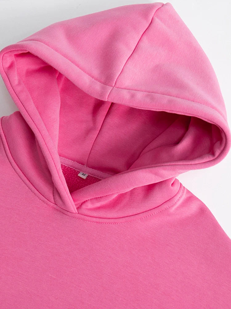 Women Cotton Oversized Sweatshirts Autumn Thick Warm Fleece Loose Solid Pullover Hoodies