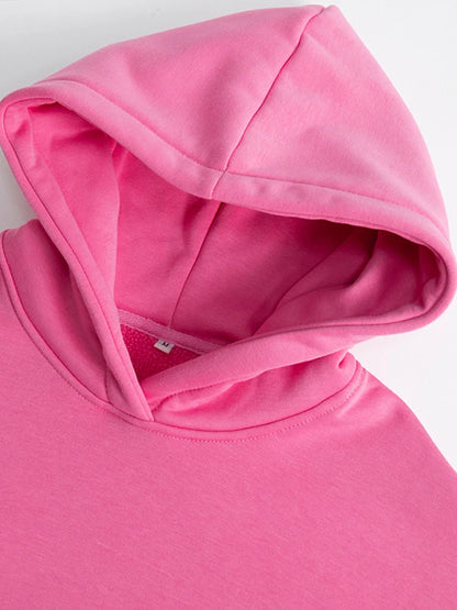 Women Cotton Oversized Sweatshirts Autumn Thick Warm Fleece Loose Solid Pullover Hoodies