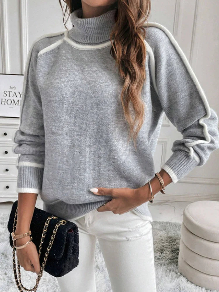 Women's Turtleneck pullover long-sleeved casual sweater
