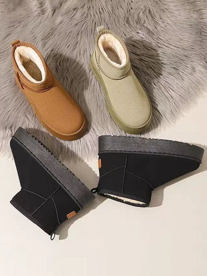 Women's Short Winter Boots | Faux Suede Sherpa Lined Ankle Boots | Warm Comfortable Anti-Slip Sole