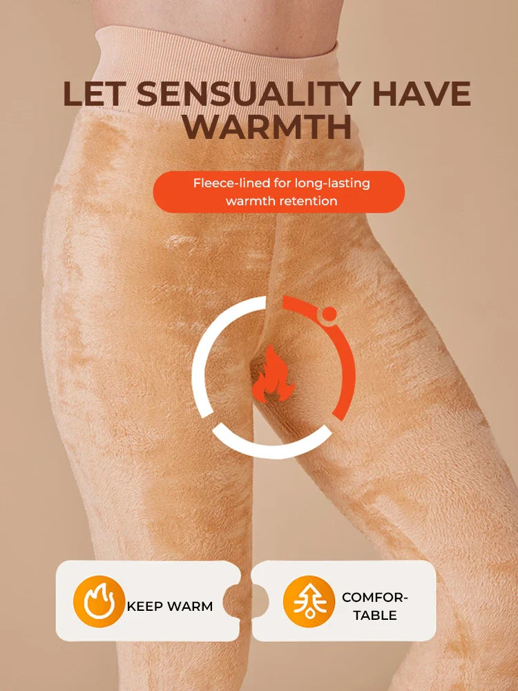 Women's Solid Color Fleece-Lined Thermal Tights