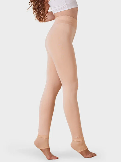 Women's Solid Color Fleece-Lined Thermal Tights