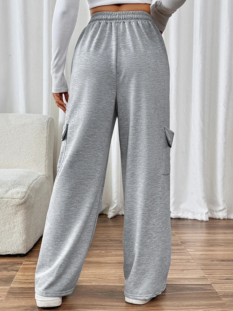Women Casual Baggy Stretchy High Waisted Wide Leg