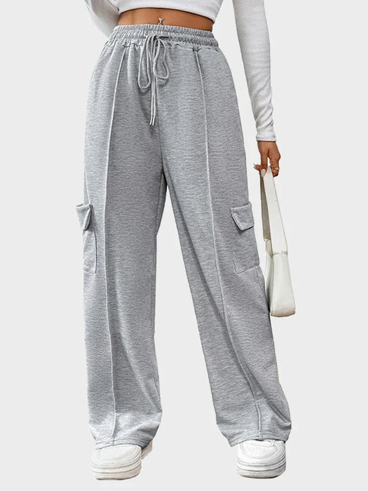 Women Casual Baggy Stretchy High Waisted Wide Leg