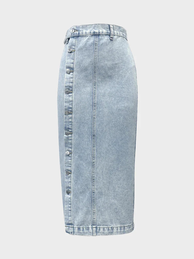 Women's Button Front Denim Skirt