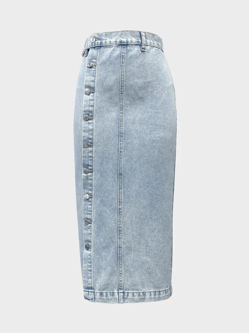 Women's Button Front Denim Skirt