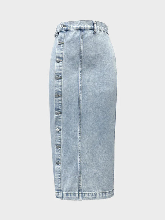 Women's Button Front Denim Skirt