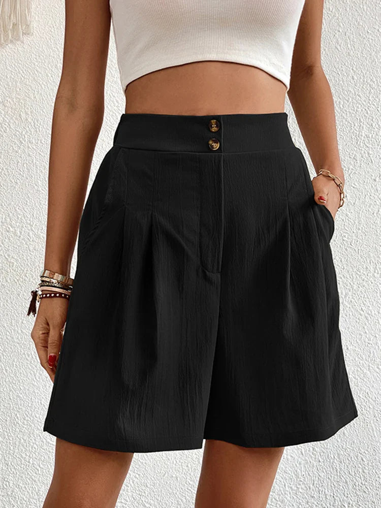 Women's Casual Summer Pleated Shorts High Waisted with Pockets