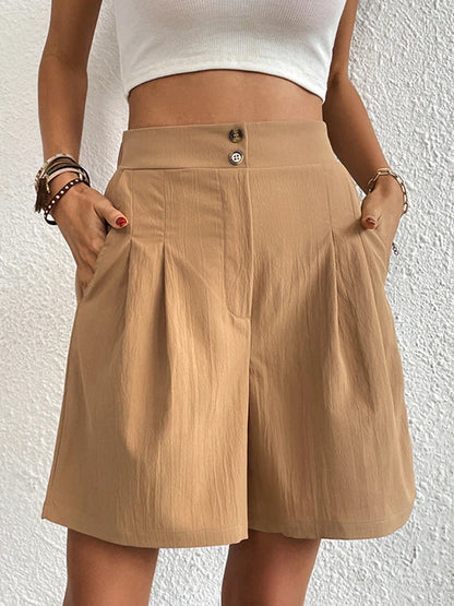 Women's Casual Summer Pleated Shorts High Waisted with Pockets