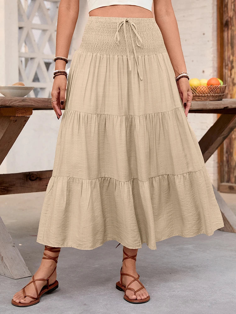 Women's  Maxi Skirt A-Line Flowy Ruffle Skirts