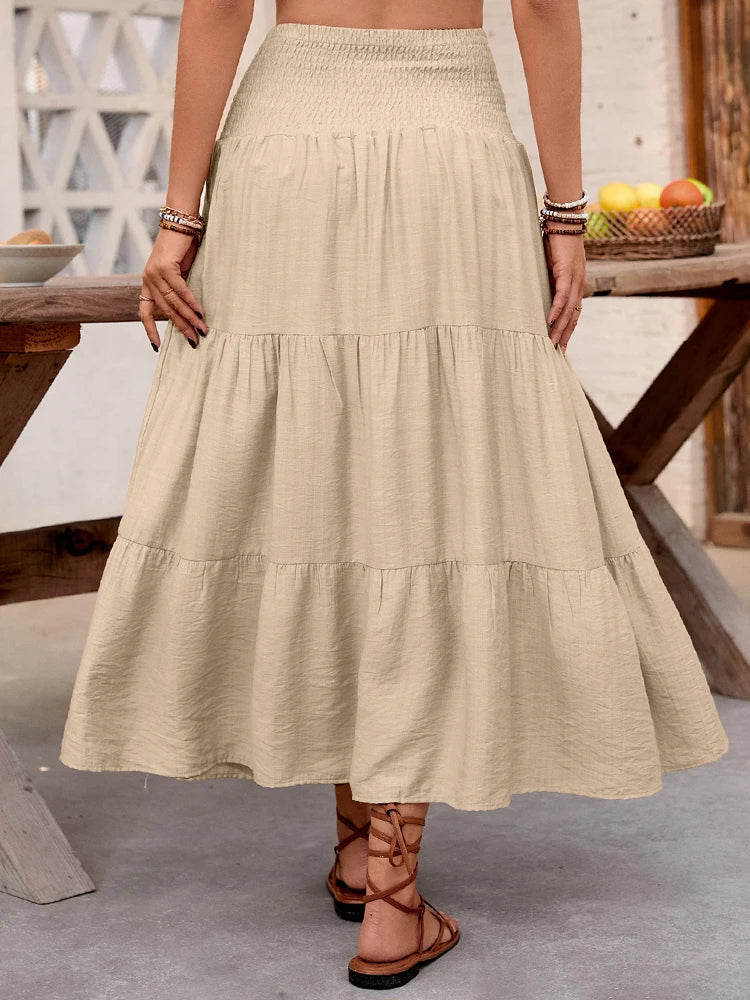 Women's  Maxi Skirt A-Line Flowy Ruffle Skirts