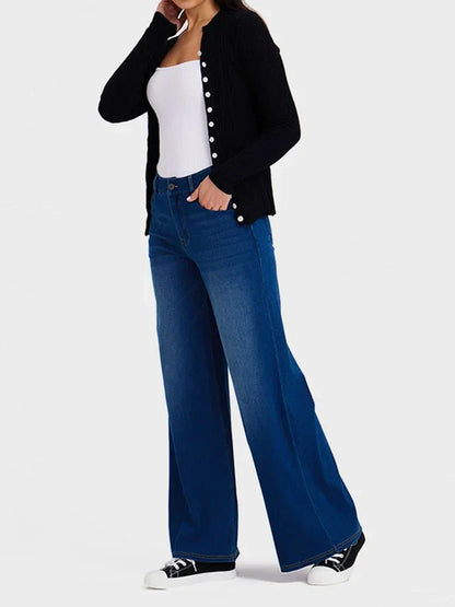 High-Waisted Stretch Wide-Leg Jeans