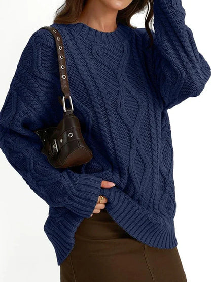 Women's Oversized Cable Knit Crewneck Sweaters