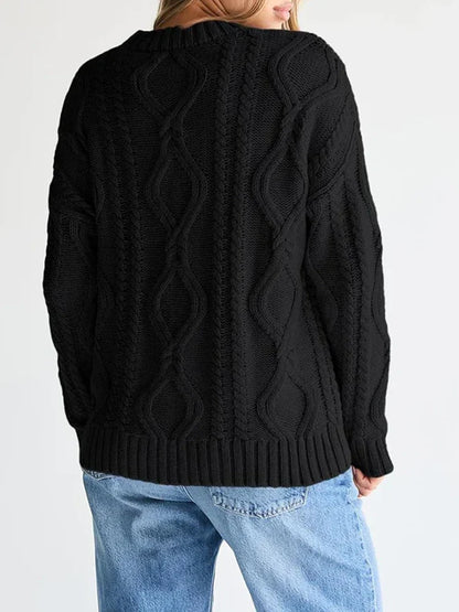Women's Oversized Cable Knit Crewneck Sweaters