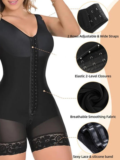 Women’s Tummy Control Full Body Shapewear with Butt Lift & Zipper Crotch