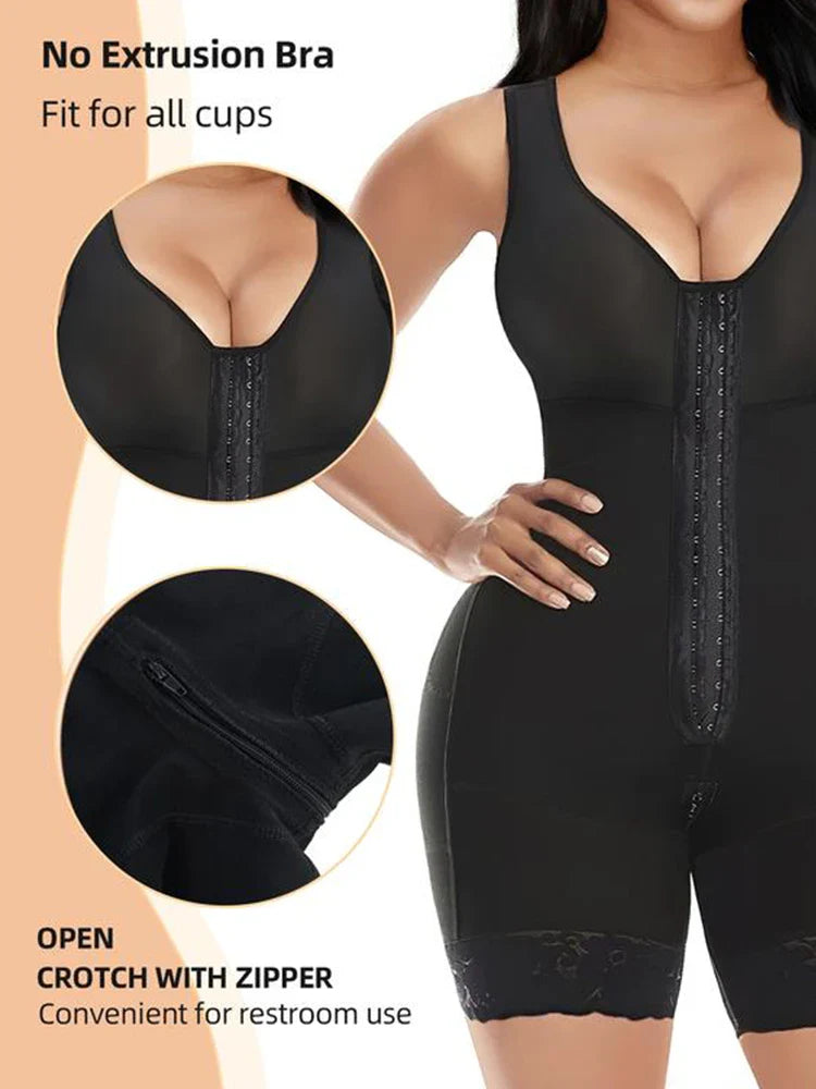 Women’s Tummy Control Full Body Shapewear with Butt Lift & Zipper Crotch
