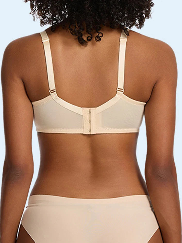 Floral Lace Plus Size Underwire Unlined Unpadded Minimizer Full Coverage Bra