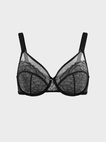 Floral Lace Plus Size Underwire Unlined Unpadded Minimizer Full Coverage Bra