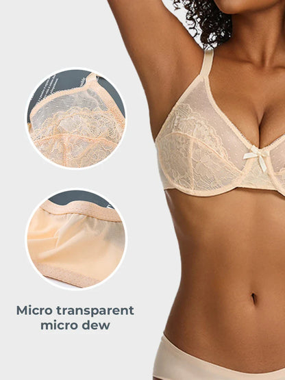 Floral Lace Plus Size Underwire Unlined Unpadded Minimizer Full Coverage Bra