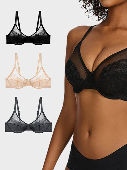 Floral Lace Plus Size Underwire Unlined Unpadded Minimizer Full Coverage Bra