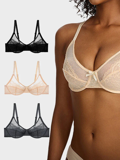 Floral Lace Plus Size Underwire Unlined Unpadded Minimizer Full Coverage Bra