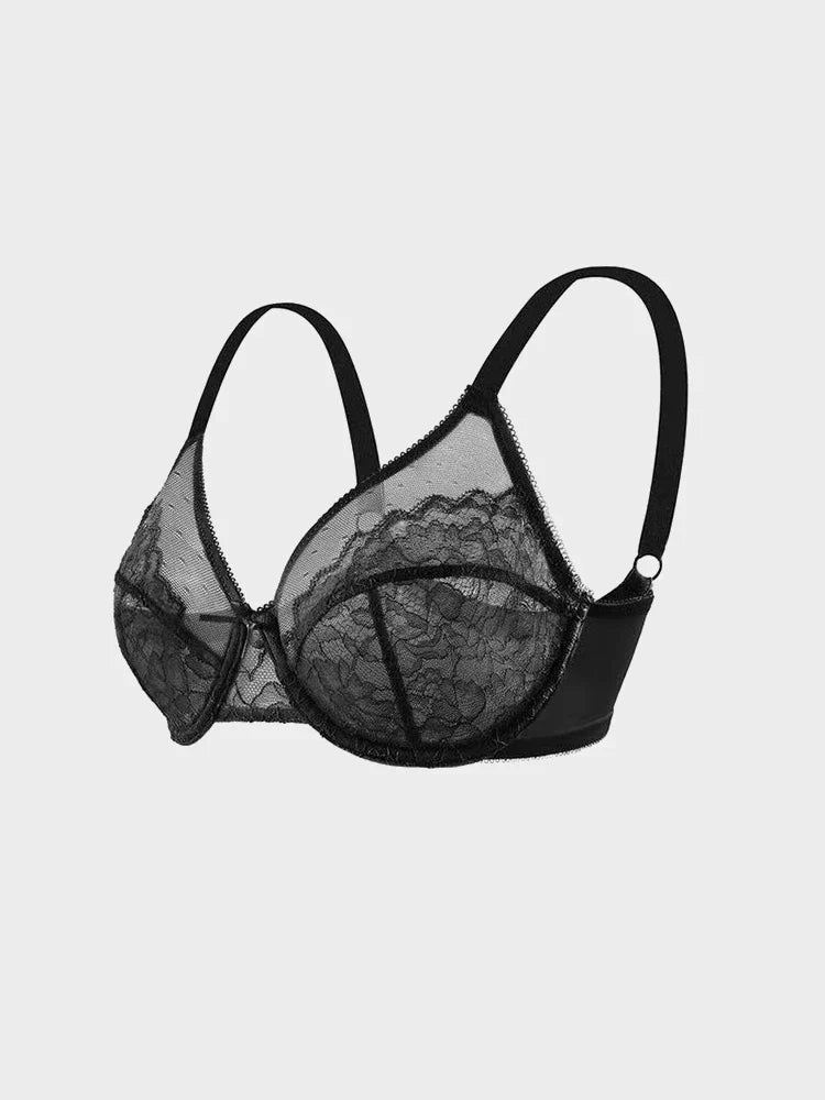 Floral Lace Plus Size Underwire Unlined Unpadded Minimizer Full Coverage Bra