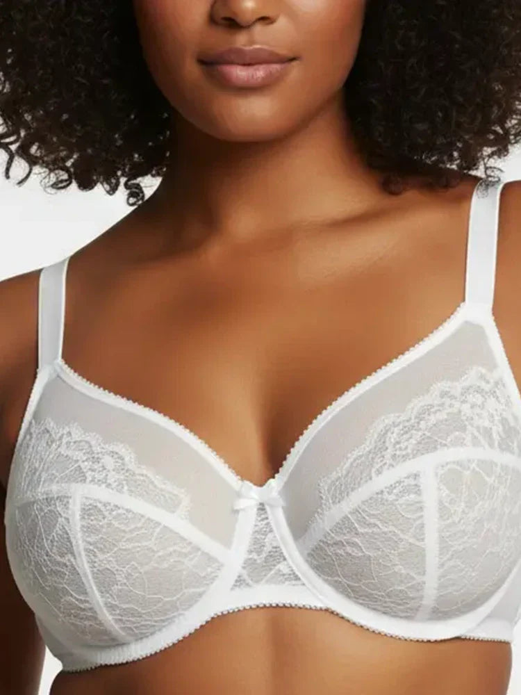 Floral Lace Plus Size Underwire Unlined Unpadded Minimizer Full Coverage Bra