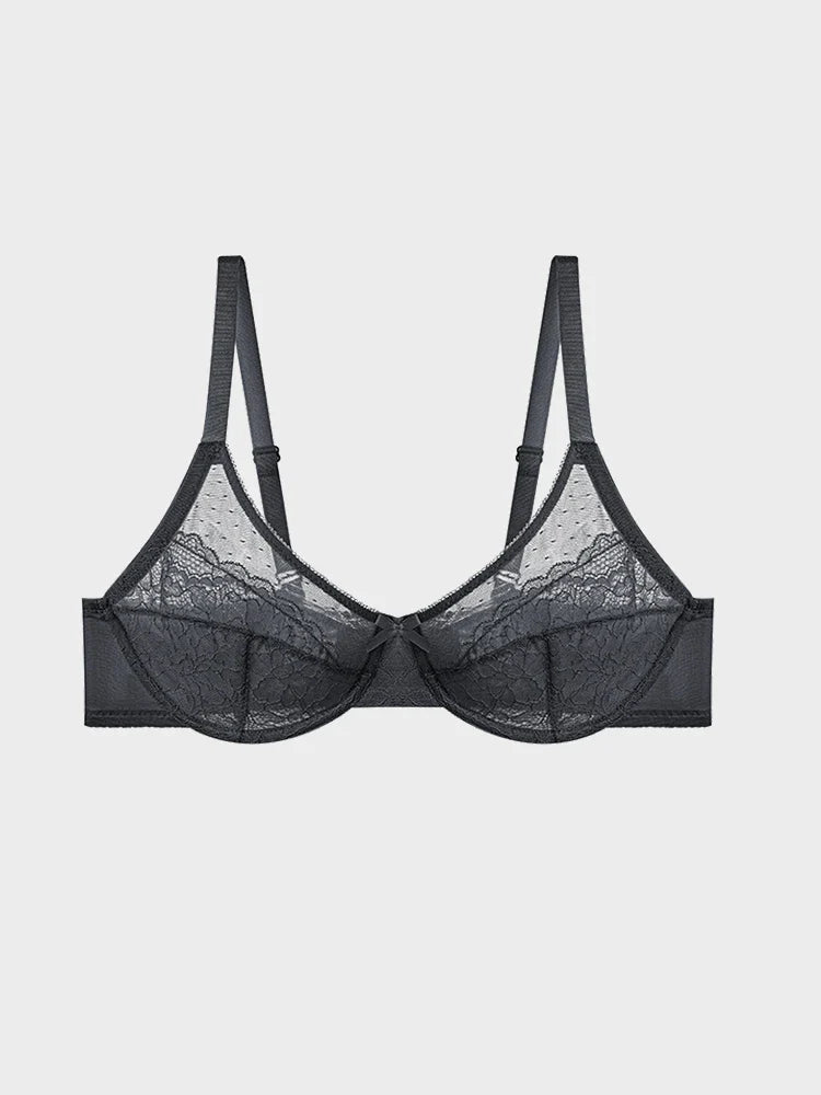 Floral Lace Plus Size Underwire Unlined Unpadded Minimizer Full Coverage Bra